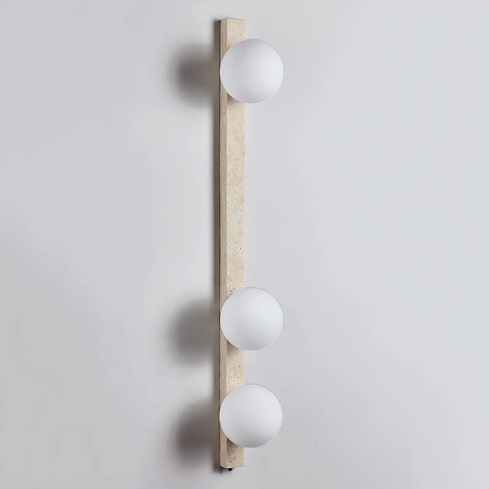 Travertine Sphere Wall Sconce - Vertical Travertine Stone Modern Wall Lighting