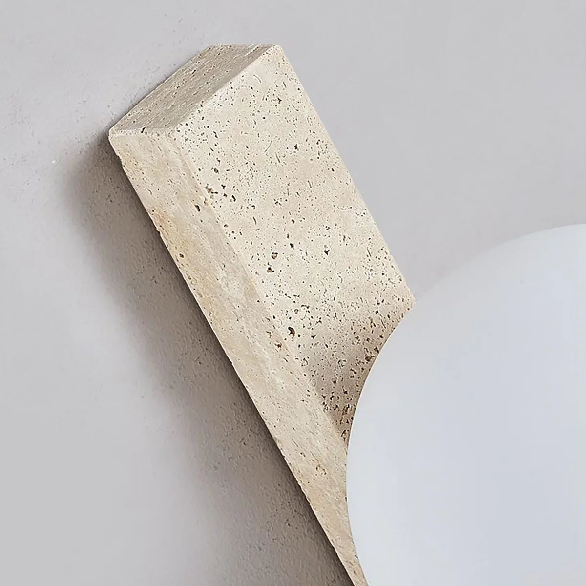 Travertine Sphere Wall Sconce - Vertical Travertine Stone Modern Wall Lighting