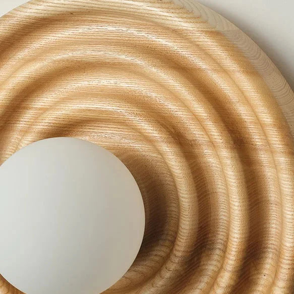 Stratum Ripple Wall Sconce – LED Warm Wood Carved Decorative Lighting Bedroom Living Room