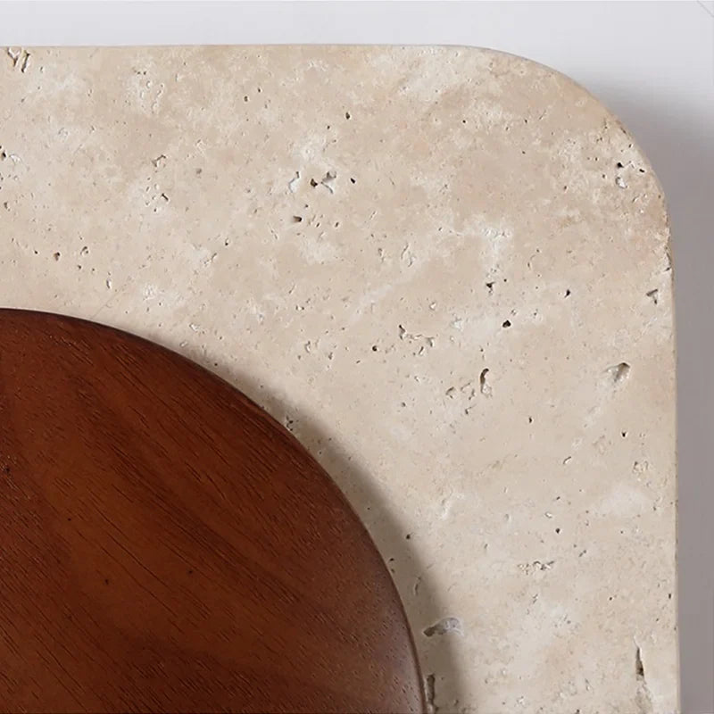 Eclipso Square Wall Sconce – Modern Travertine Stone LED Ambient Lighting Decorative Living Room Bedroom