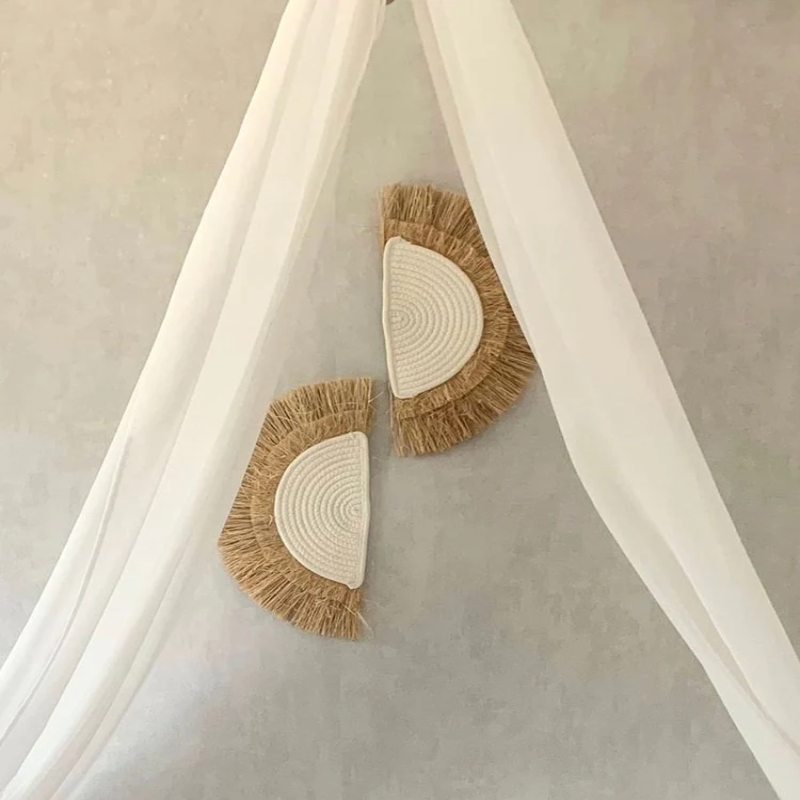 Solari Sunset Wall Hanging – Boho Decorative Macrame Wall Decor Cotton Raffia Straw Bedroom Living Room