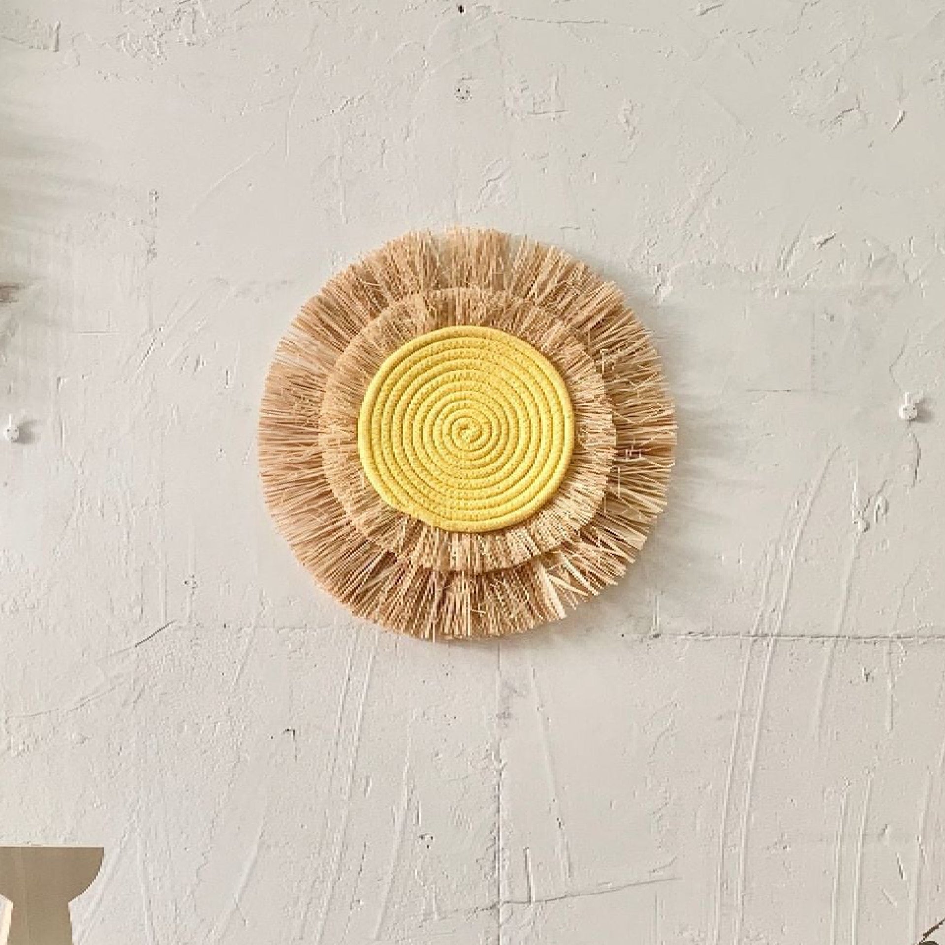 Solari Sunset Wall Hanging – Boho Decorative Macrame Wall Decor Cotton Raffia Straw Bedroom Living Room