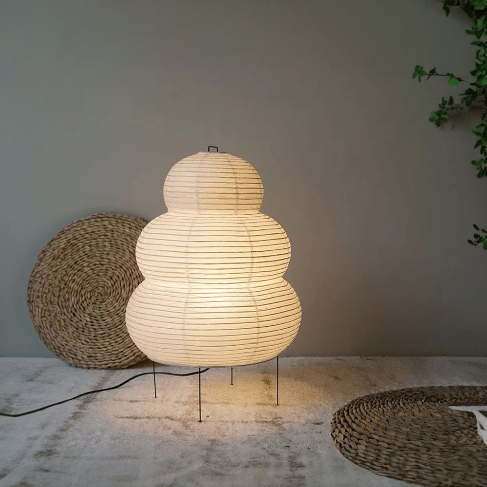 Kokoro Tiered Floor Lamp – Paper Lantern Living Room Bedroom Decorative Lighting Tripod Base