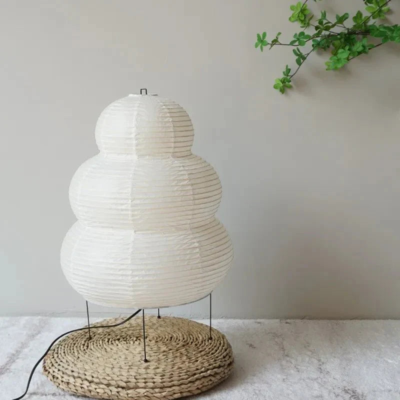 Kokoro Tiered Floor Lamp – Paper Lantern Living Room Bedroom Decorative Lighting Tripod Base