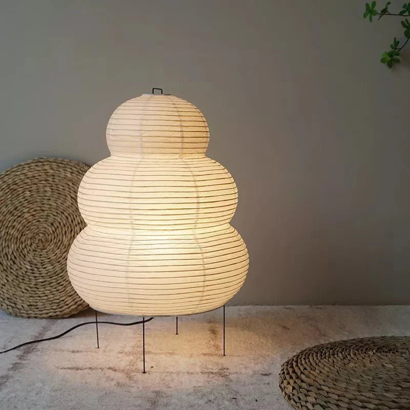 Kokoro Tiered Floor Lamp – Paper Lantern Living Room Bedroom Decorative Lighting Tripod Base
