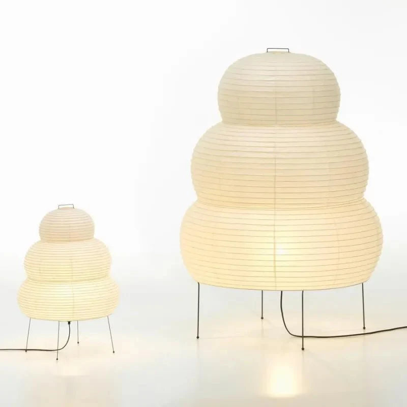 Kokoro Tiered Floor Lamp – Paper Lantern Living Room Bedroom Decorative Lighting Tripod Base