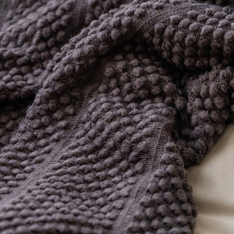 Knitwell Waffle Throw Blanket – Chunky Knit Textured Fringe Cozy Soft Decorative Sofa Couch Bedroom