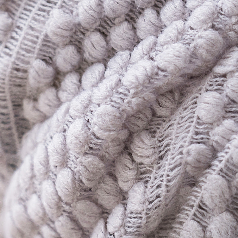 Knitwell Waffle Throw Blanket – Chunky Knit Textured Fringe Cozy Soft Decorative Sofa Couch Bedroom