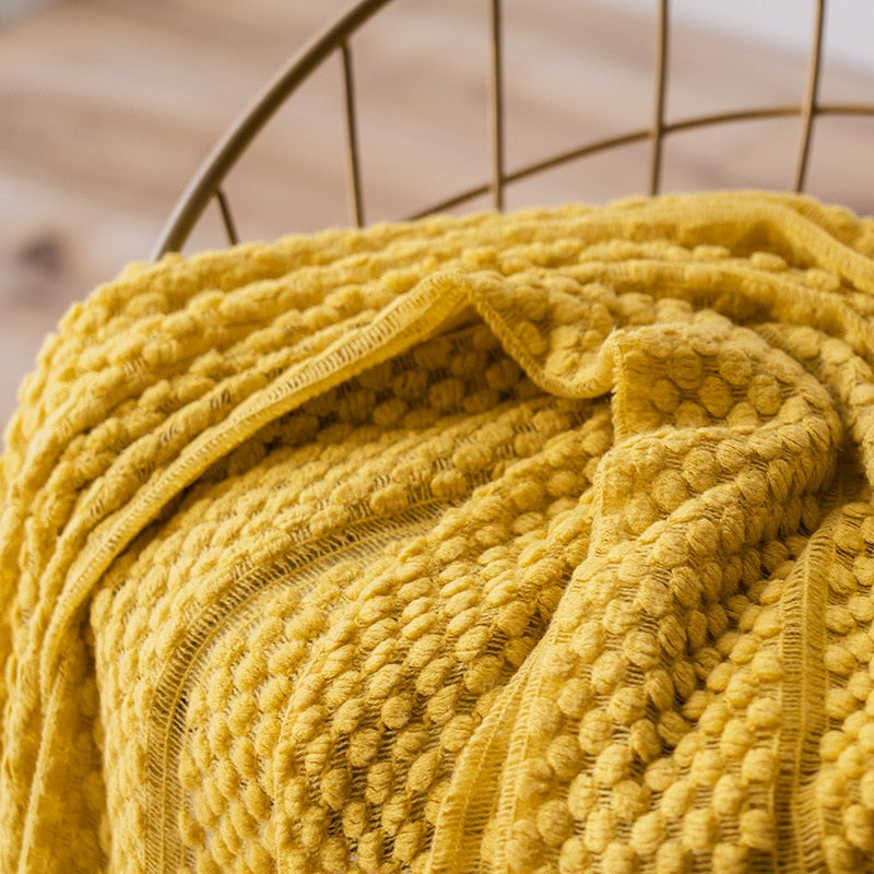 Knitwell Waffle Throw Blanket – Chunky Knit Textured Fringe Cozy Soft Decorative Sofa Couch Bedroom