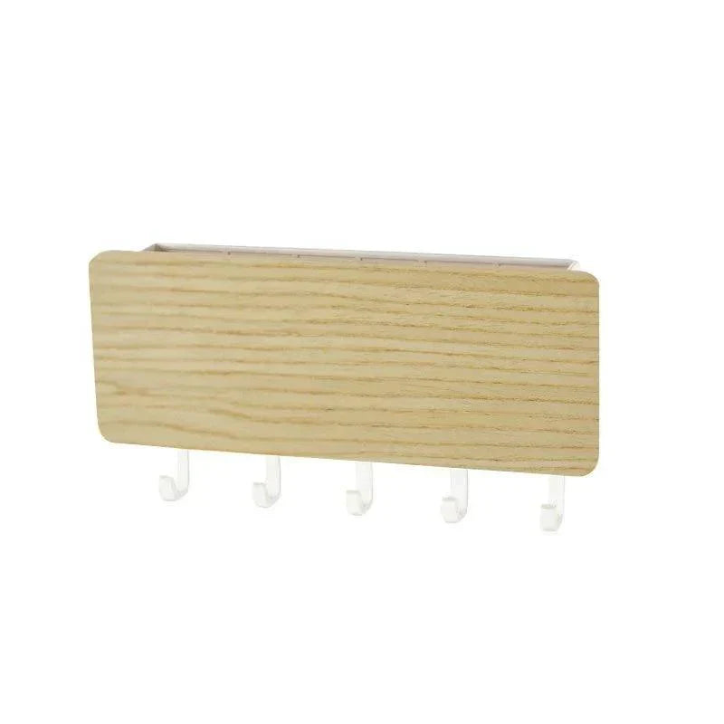 Grainwell Wall Organizer – Wall Mounted Key Mail Holder Wooden Shelf Entryway Storage Hooks