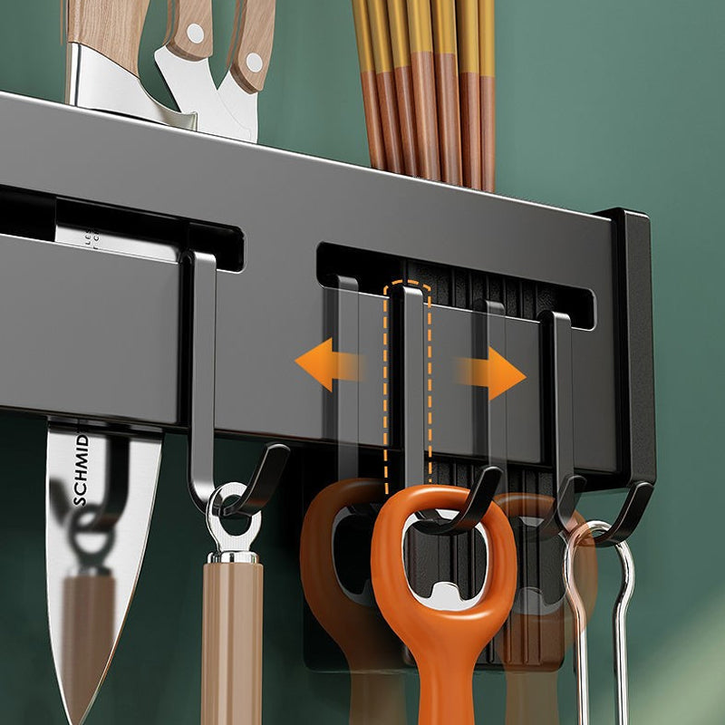 Calvex Wall Mounted Knife Rack – Kitchen Utensil Organizer Storage Holder Magnetic Stainless Steel Black