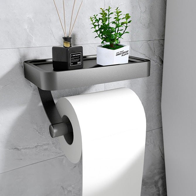 Cortex Ledge Toilet Paper Holder – Wall Mounted Bathroom Storage Shelf Phone Organizer White