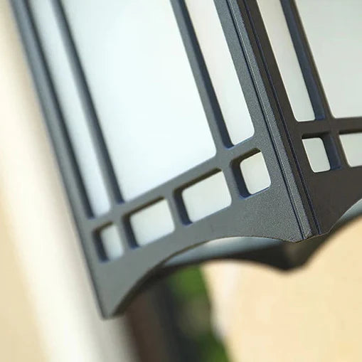 Kyoto Pagoda Outdoor Wall Lantern – Decorative Lighting Fixture Patio Entryway Black Metal Glass Sconce