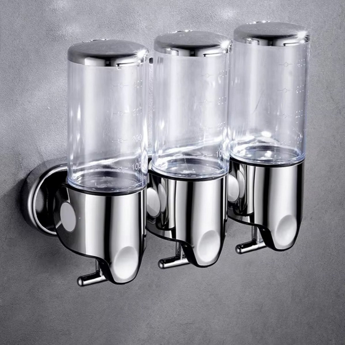 Bronson Triple Soap Dispenser – Wall Mounted Bathroom Kitchen Shampoo Organizer Chrome Rose Gold