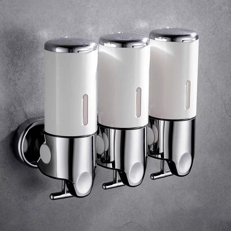Bronson Triple Soap Dispenser – Wall Mounted Bathroom Kitchen Shampoo Organizer Chrome Rose Gold