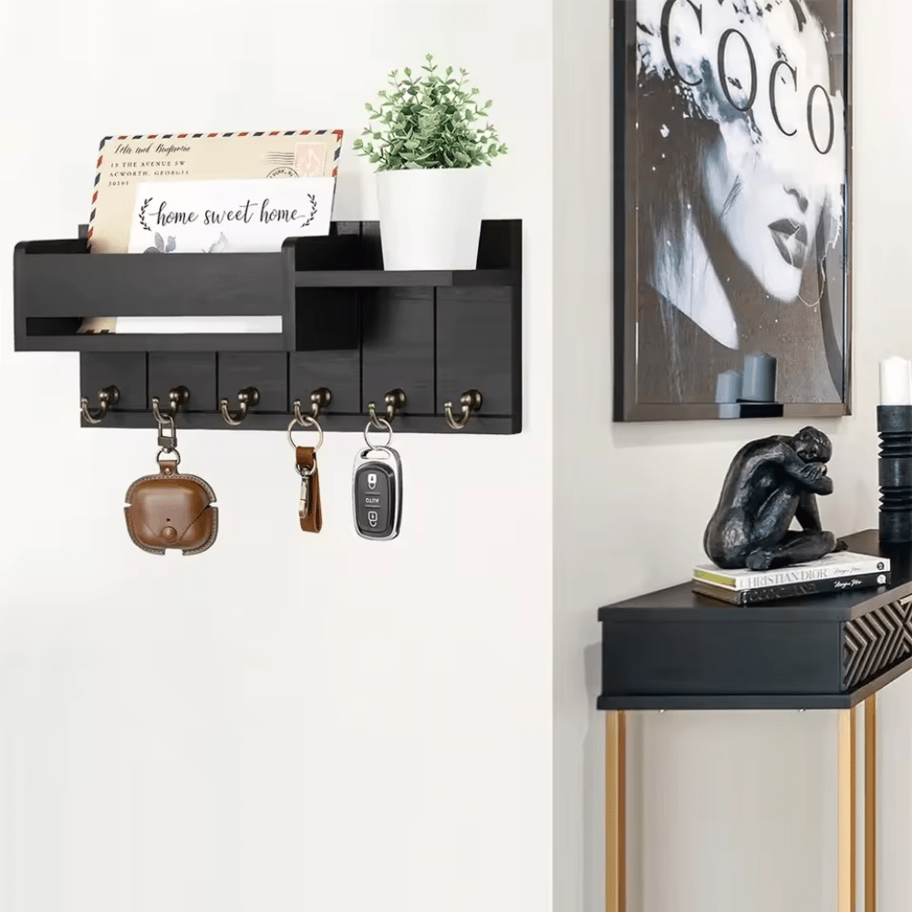 Caldwell Mail Organizer – Wall Mounted Key Holder Mail Slot Entryway Decor Hooks Storage Rack
