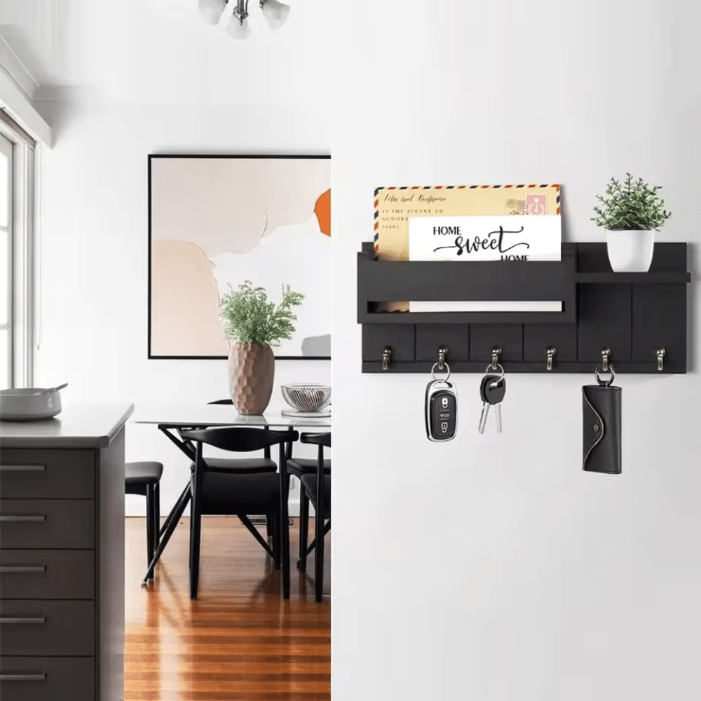 Caldwell Mail Organizer – Wall Mounted Key Holder Mail Slot Entryway Decor Hooks Storage Rack