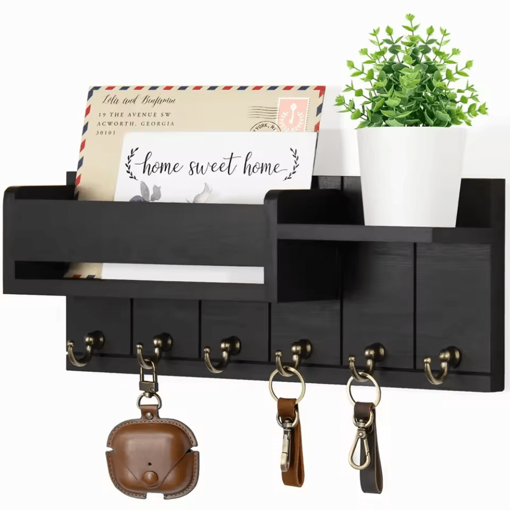 Caldwell Mail Organizer – Wall Mounted Key Holder Mail Slot Entryway Decor Hooks Storage Rack