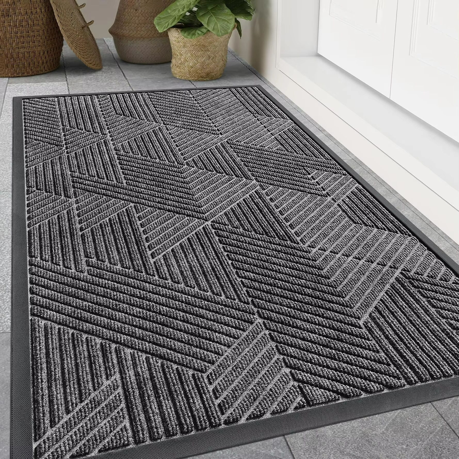 Gridlock Entry Mat – Heavy Duty Indoor Outdoor Door Mat Entryway Entrance Floor Rug Moisture Control