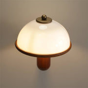 Retro Mushroom Wood Wall Lamp – Vintage Glass Shade Bedside Light