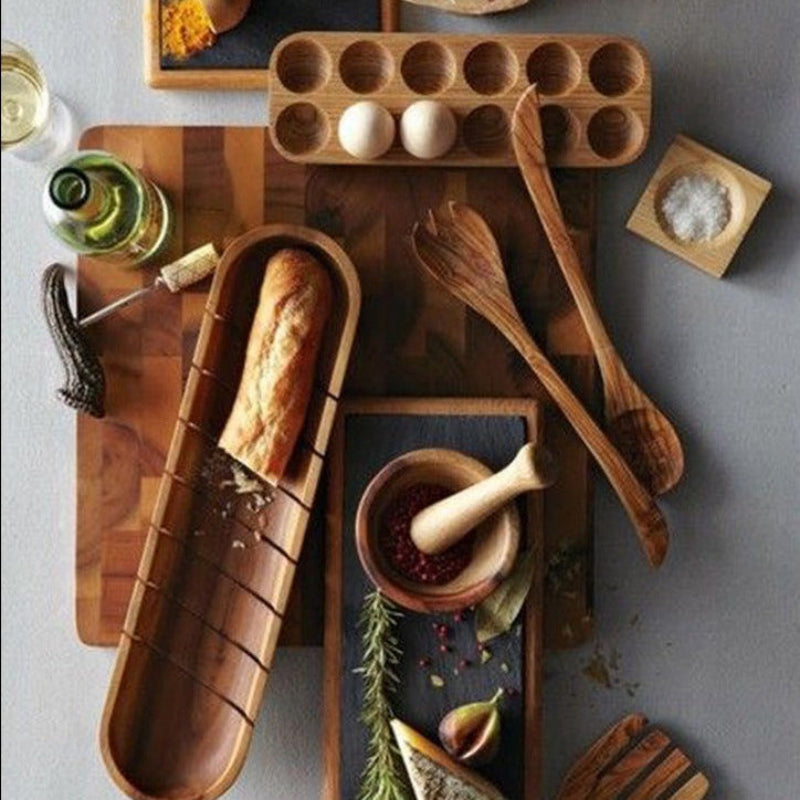 Cadell Egg Tray – Acacia Wood 12-Slot Kitchen Storage Organizer Natural Farmhouse Display Holder