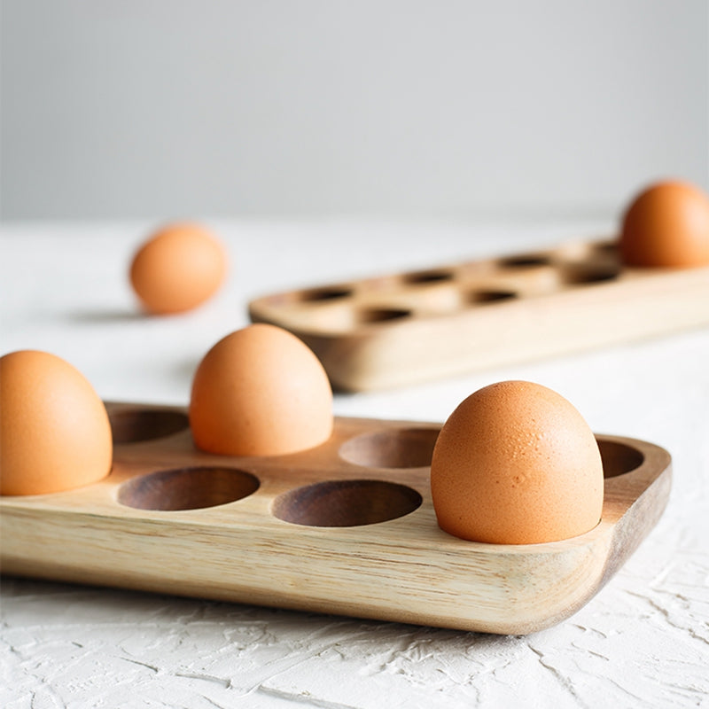 Cadell Egg Tray – Acacia Wood 12-Slot Kitchen Storage Organizer Natural Farmhouse Display Holder
