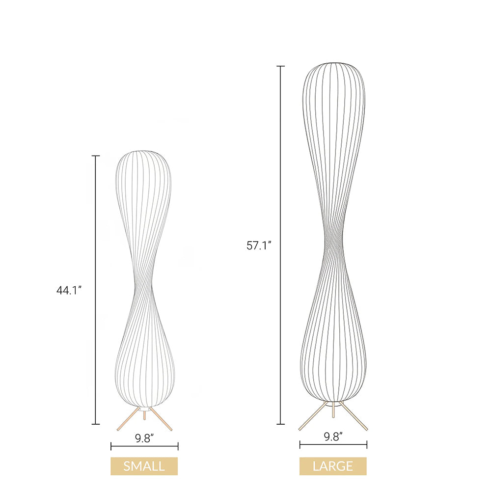 Elowen Sculptural Floor Lamp – Modern Wooden Spiral Ambient LED Living Room Statement Lighting