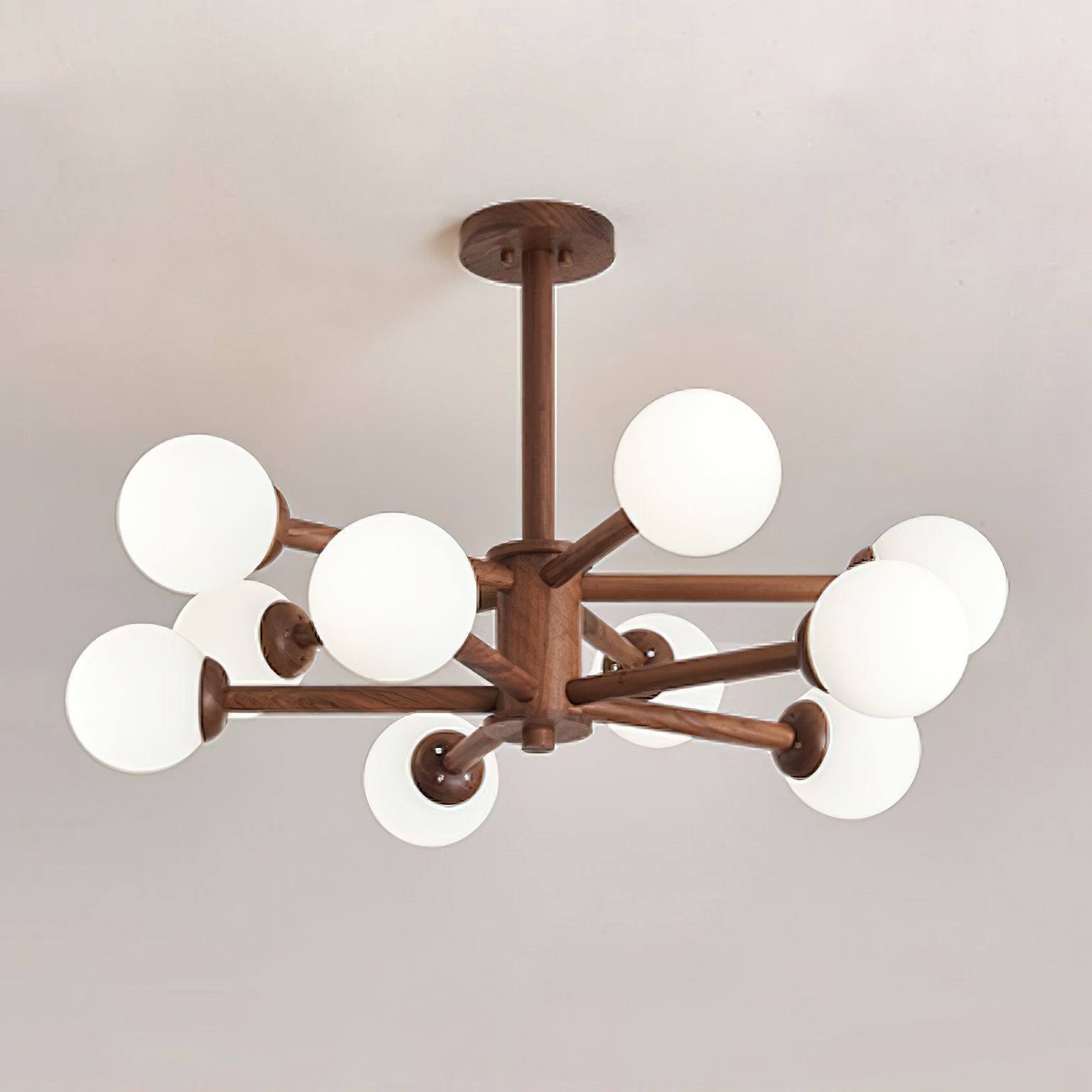 Wooden Globe Ceiling Light – Modern Multi-Arm LED Fixture