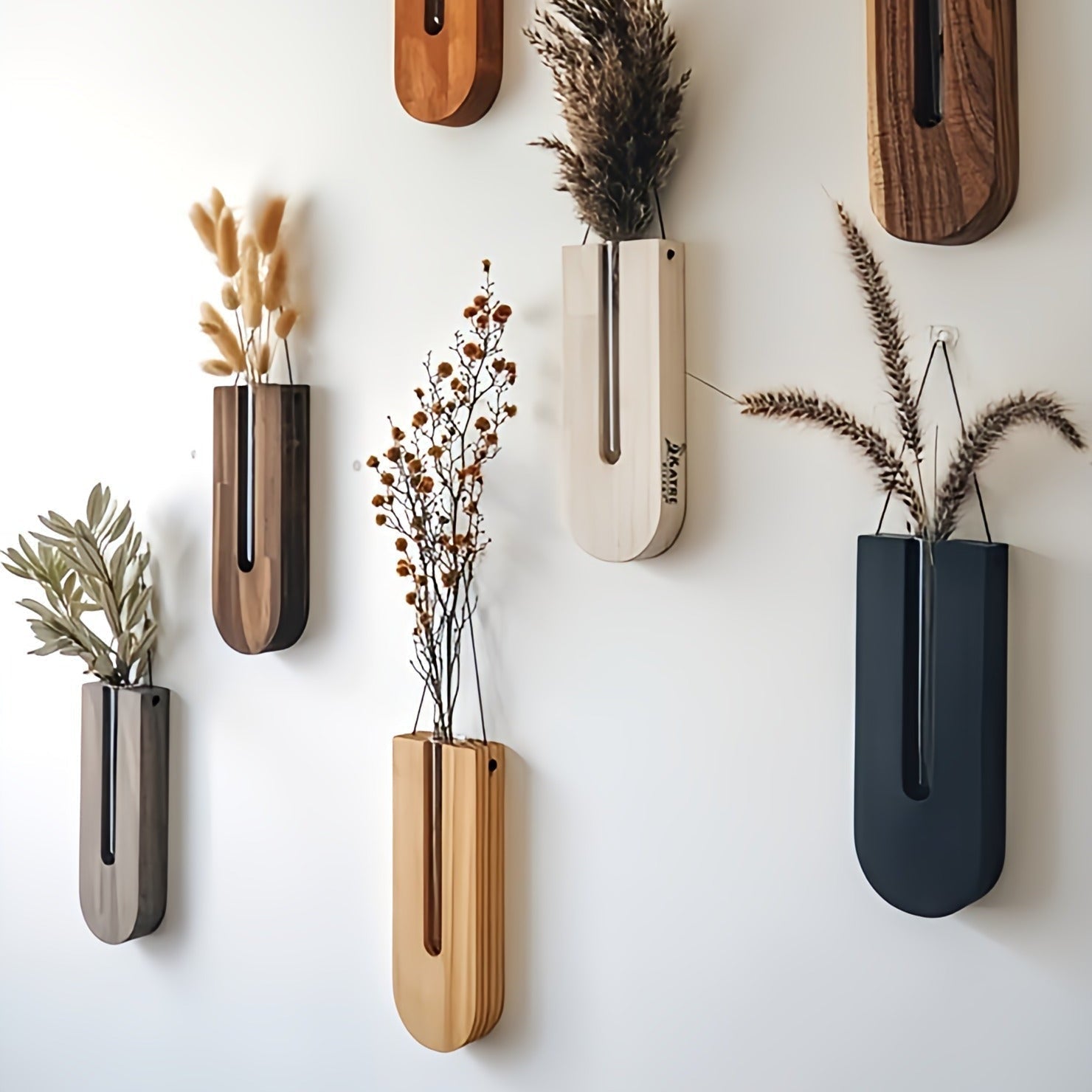 Verdant Wall Planter – Hanging Wood Glass Vase Holder Living Room Bedroom Decorative Wall Mounted