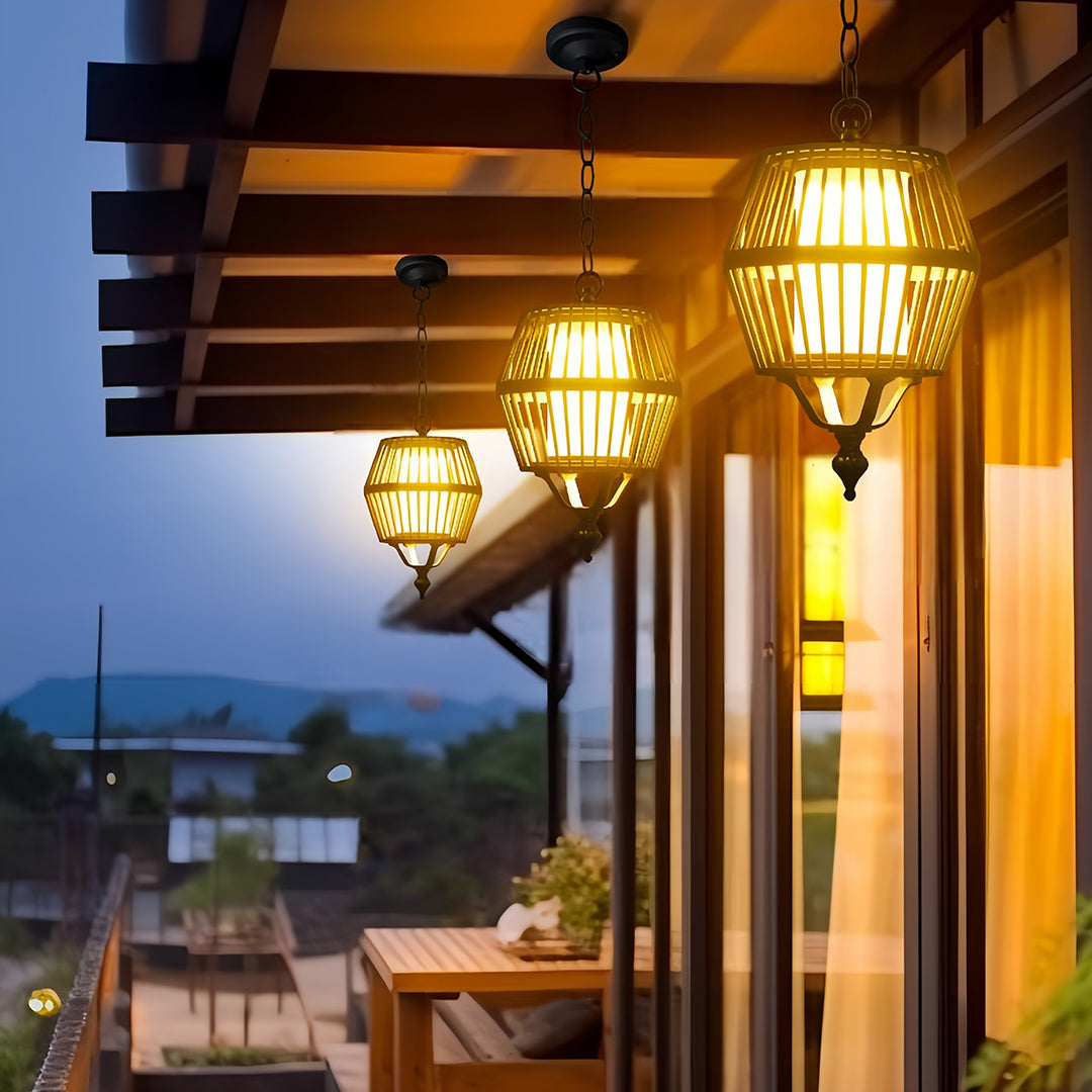 Vintage Cage Hanging Pendant Light – Waterproof LED Outdoor Balcony Patio Fixture