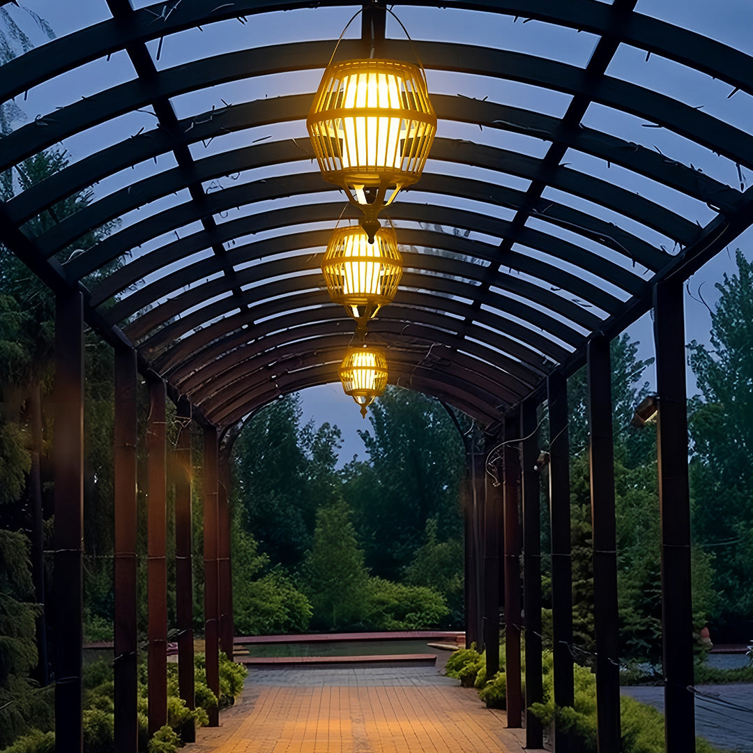 Vintage Cage Hanging Pendant Light – Waterproof LED Outdoor Balcony Patio Fixture