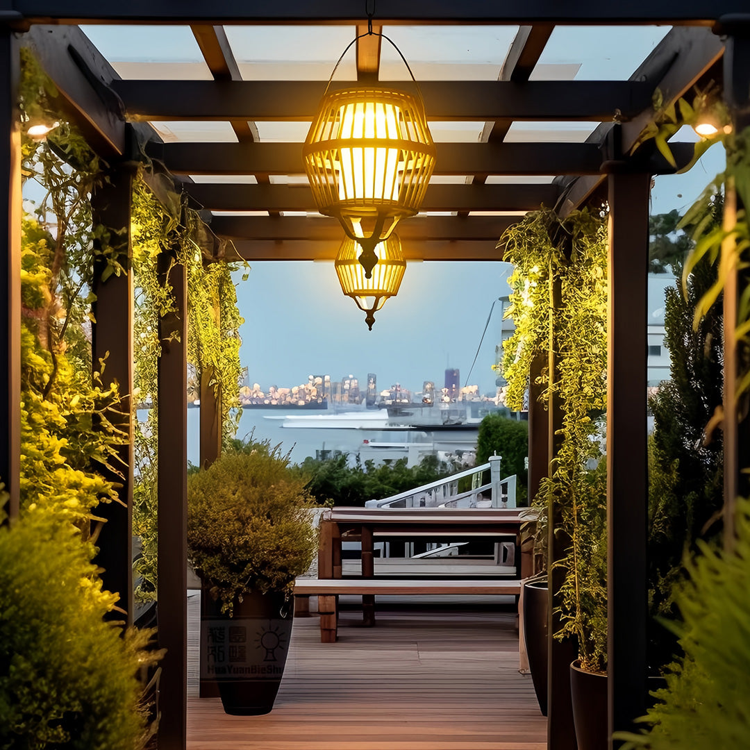 Vintage Cage Hanging Pendant Light – Waterproof LED Outdoor Balcony Patio Fixture