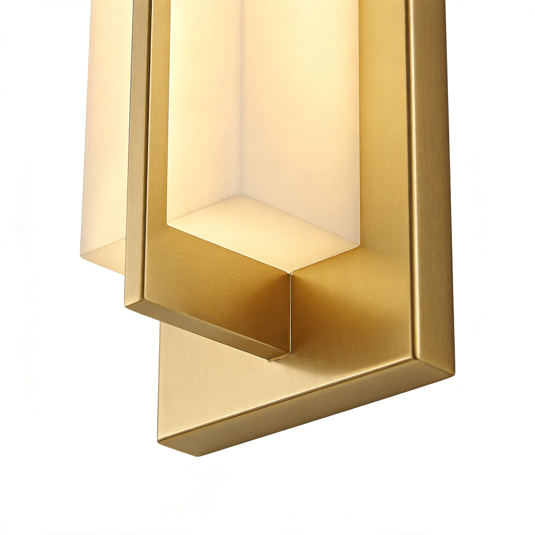 Caldera Outdoor Wall Sconce – LED Waterproof Modern Patio Entryway Exterior Wall Light Brass Gold Finish