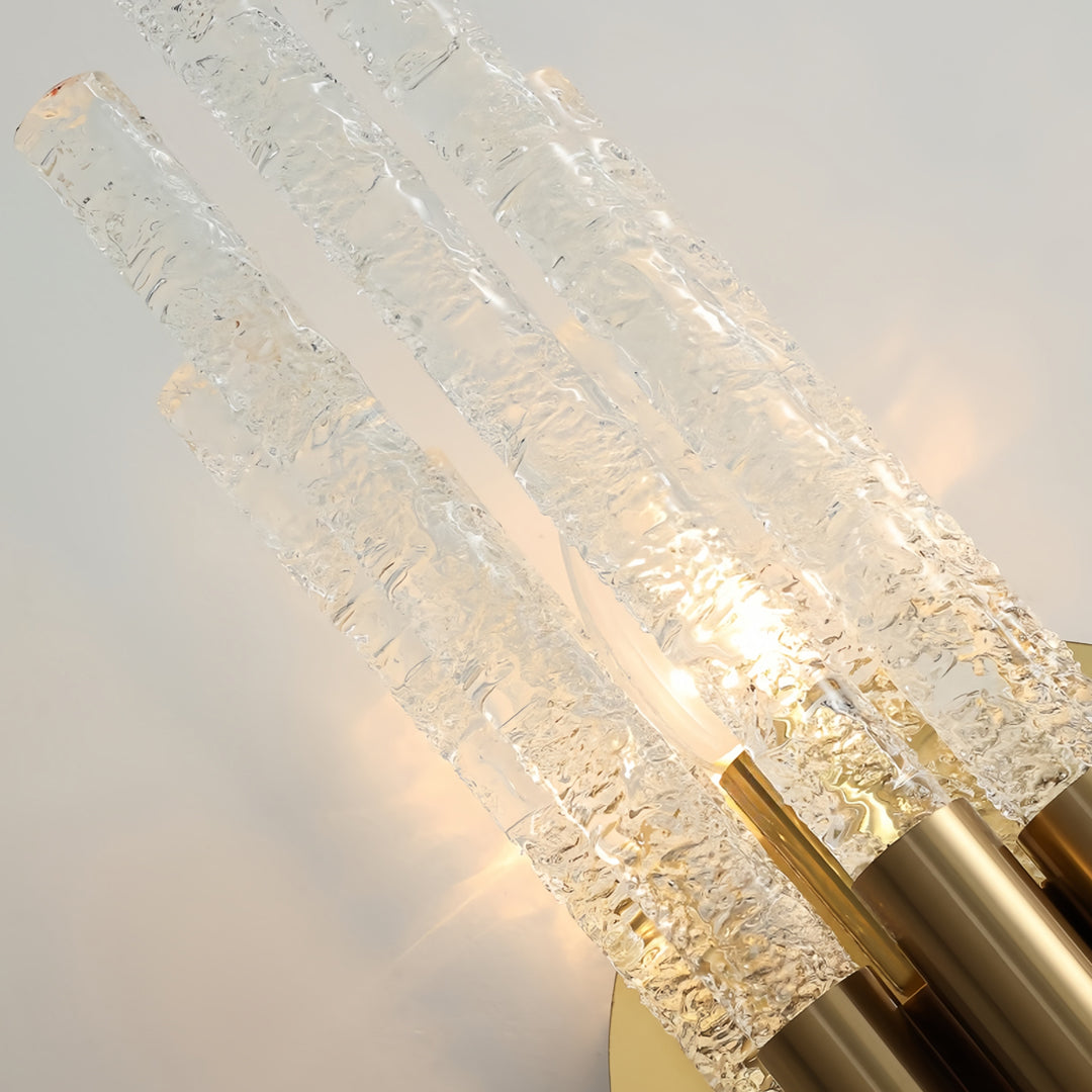 Glacien Wall Sconce – Modern Glass Rod Wall Light Fixture Gold Brass Decorative Lighting Bedroom Living Room