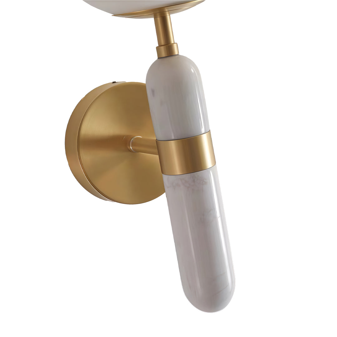 Solenne Globe Wall Sconce – Modern White Marble Brass Wall Light Bedroom Living Room Decorative Lighting