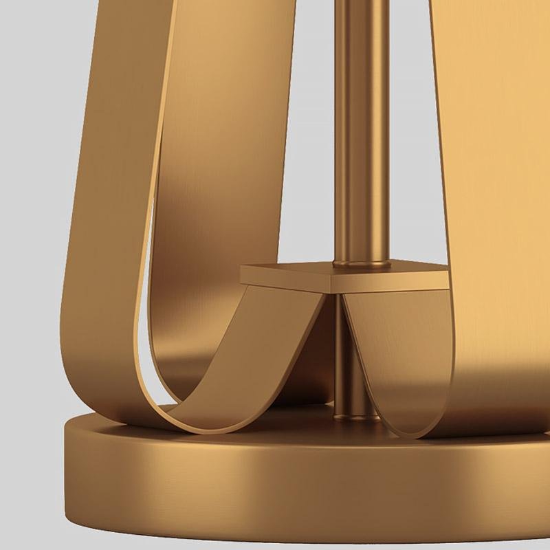 Brushed Gold Metal Table Lamp – Modern Fabric Shade Bedroom Light