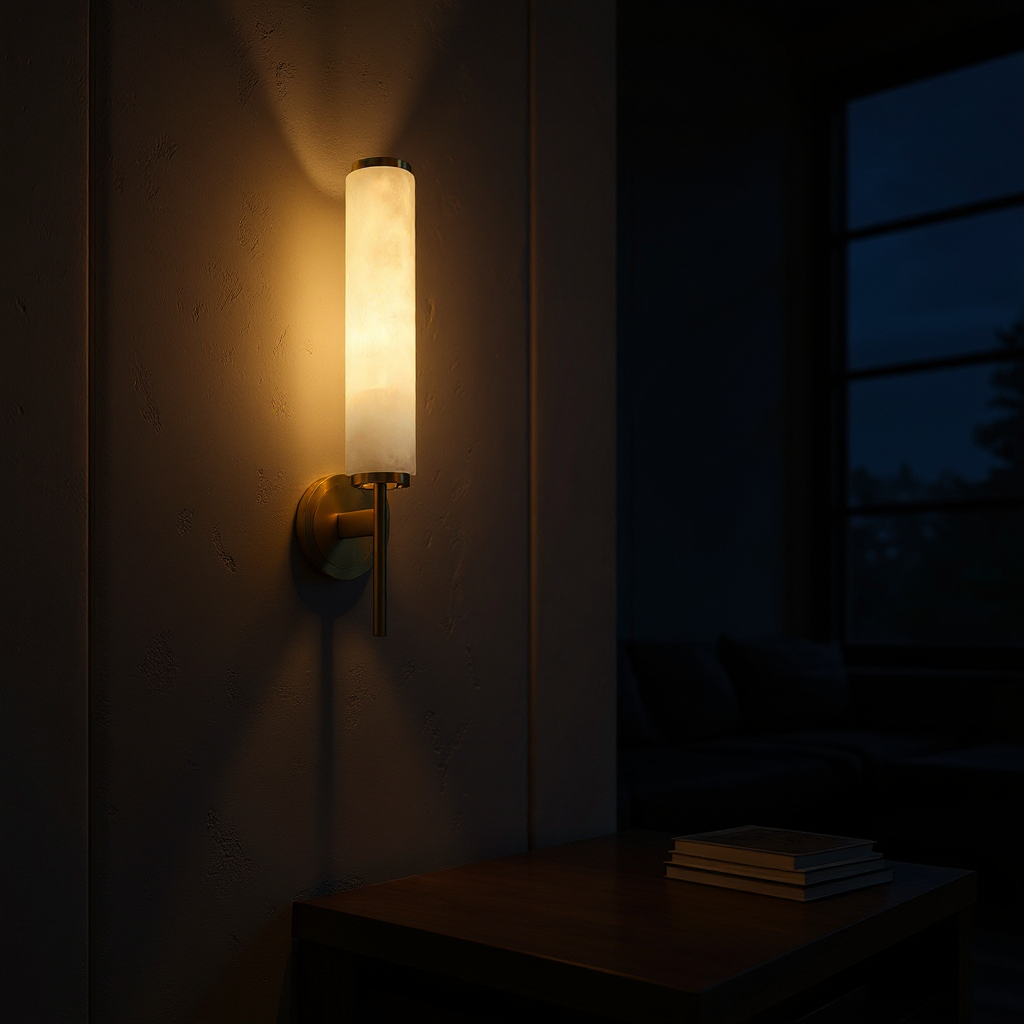 Briona Disc Wall Sconce – Brass Opaque Glass Wall Lighting Fixture
