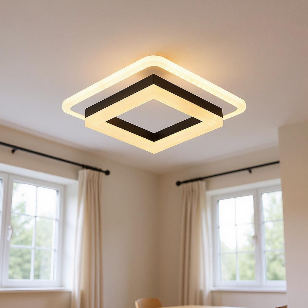 Geometric LED Ceiling Light – Modern Square Flush Mount Fixture