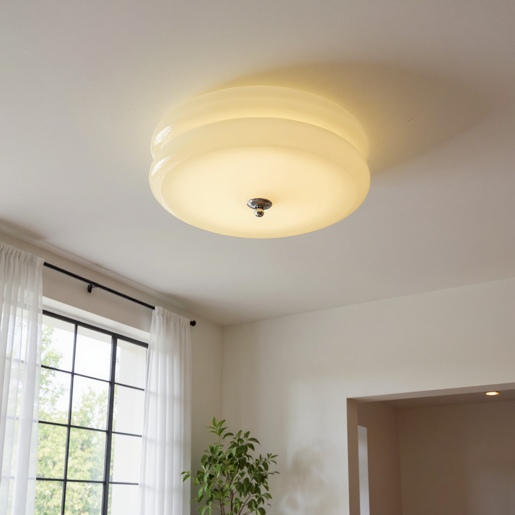 Heron Vintage Dome Ceiling Light – Art Deco Glass Flush Mount Lighting Fixture