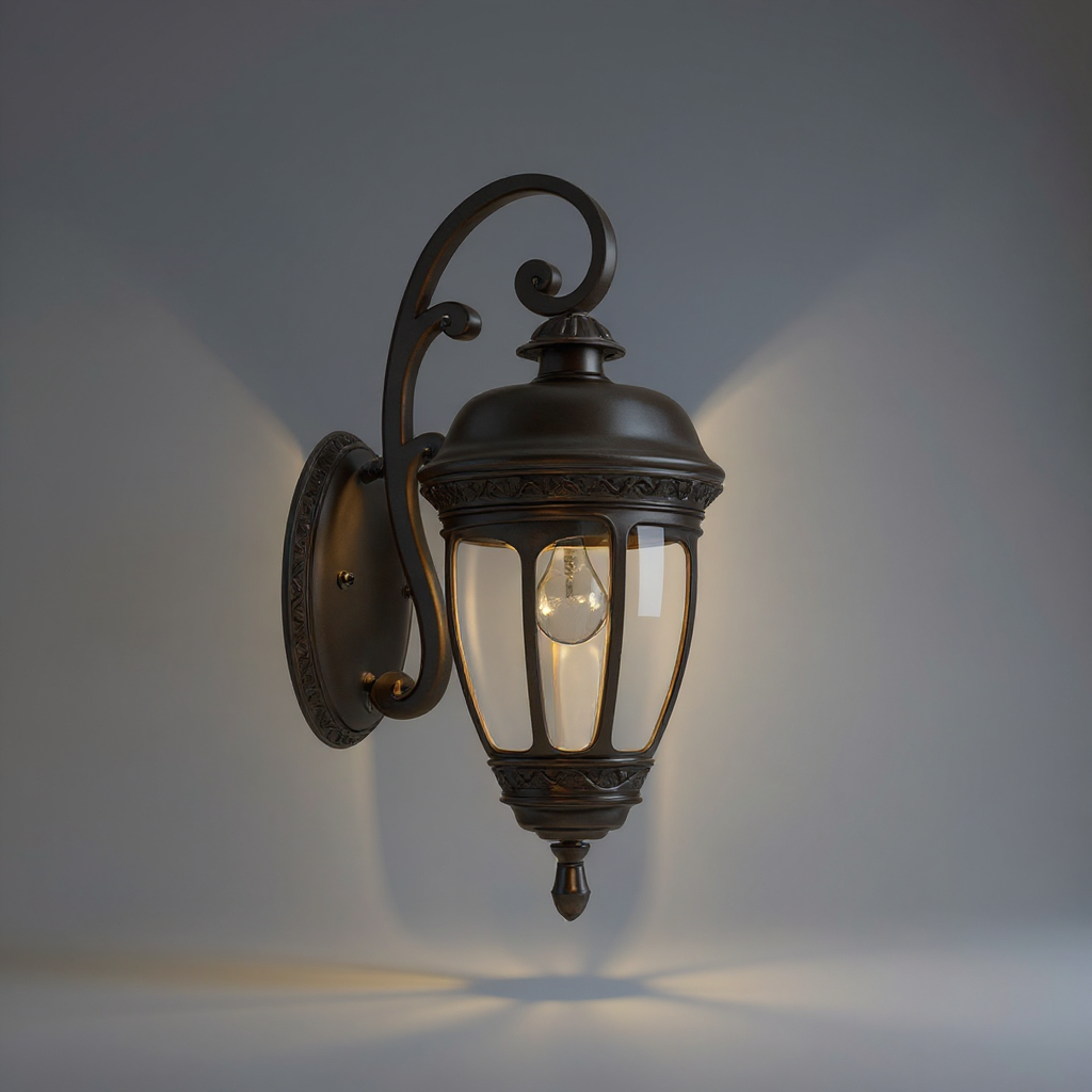 Heritage Curve Lantern Wall Lamp – LED Outdoor Classic Lantern Wall Lighting Fixture