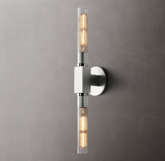 Canella Linear Wall Sconce – Brass Ribbed Glass Linear Wall Lighting Fixture