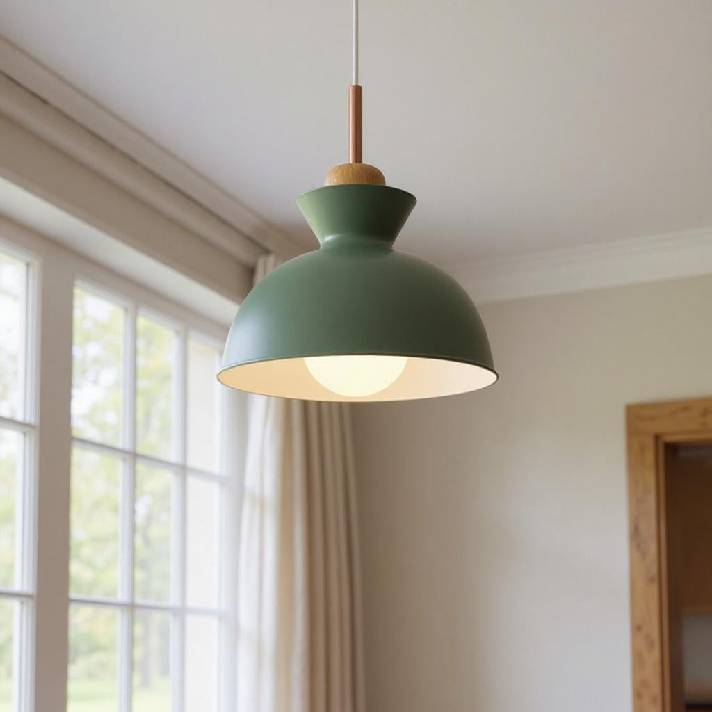 Scandinavian Wood Accent Pendant Light – Modern Minimalist LED Ceiling Fixture