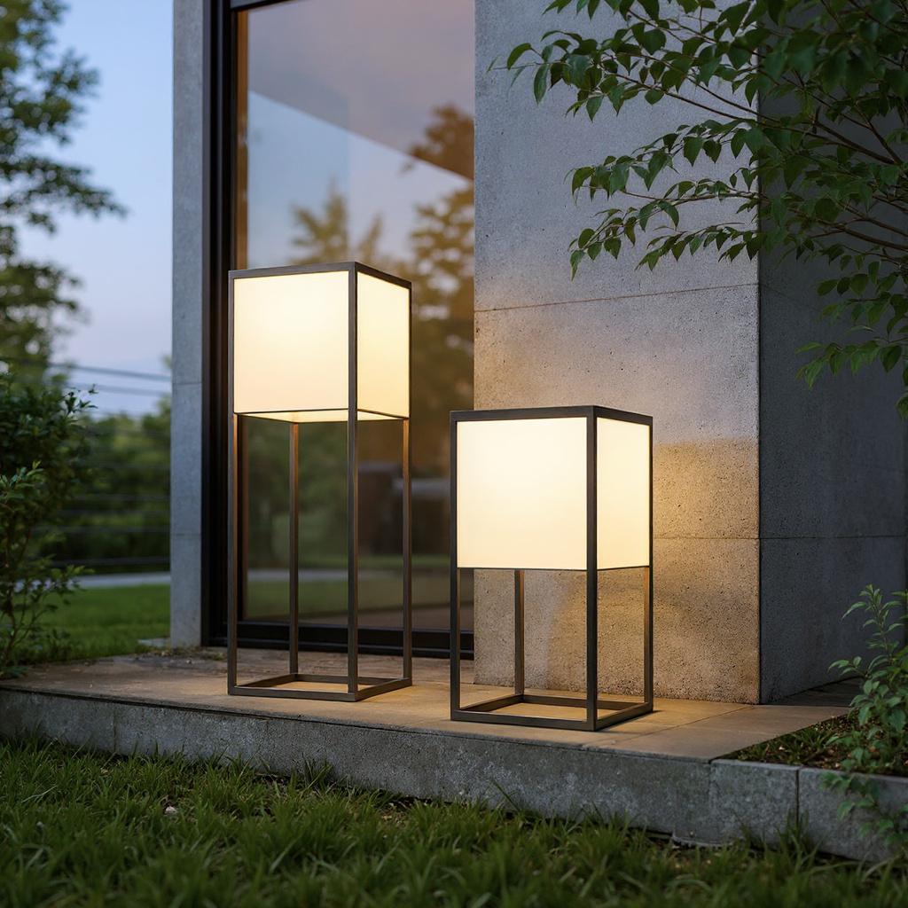Minimalistic Cube Outdoor Floor Lamp – Waterproof LED Garden and Patio Light