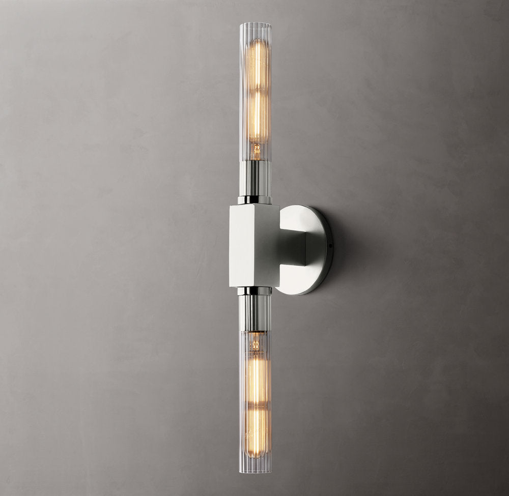 Canella Linear Wall Sconce – Brass Ribbed Glass Linear Wall Lighting Fixture