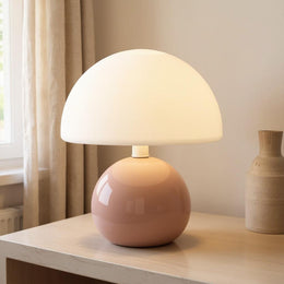 Glossy Ceramic Dome Table Lamp – Soft Warm Glow for Bedroom or Living Room