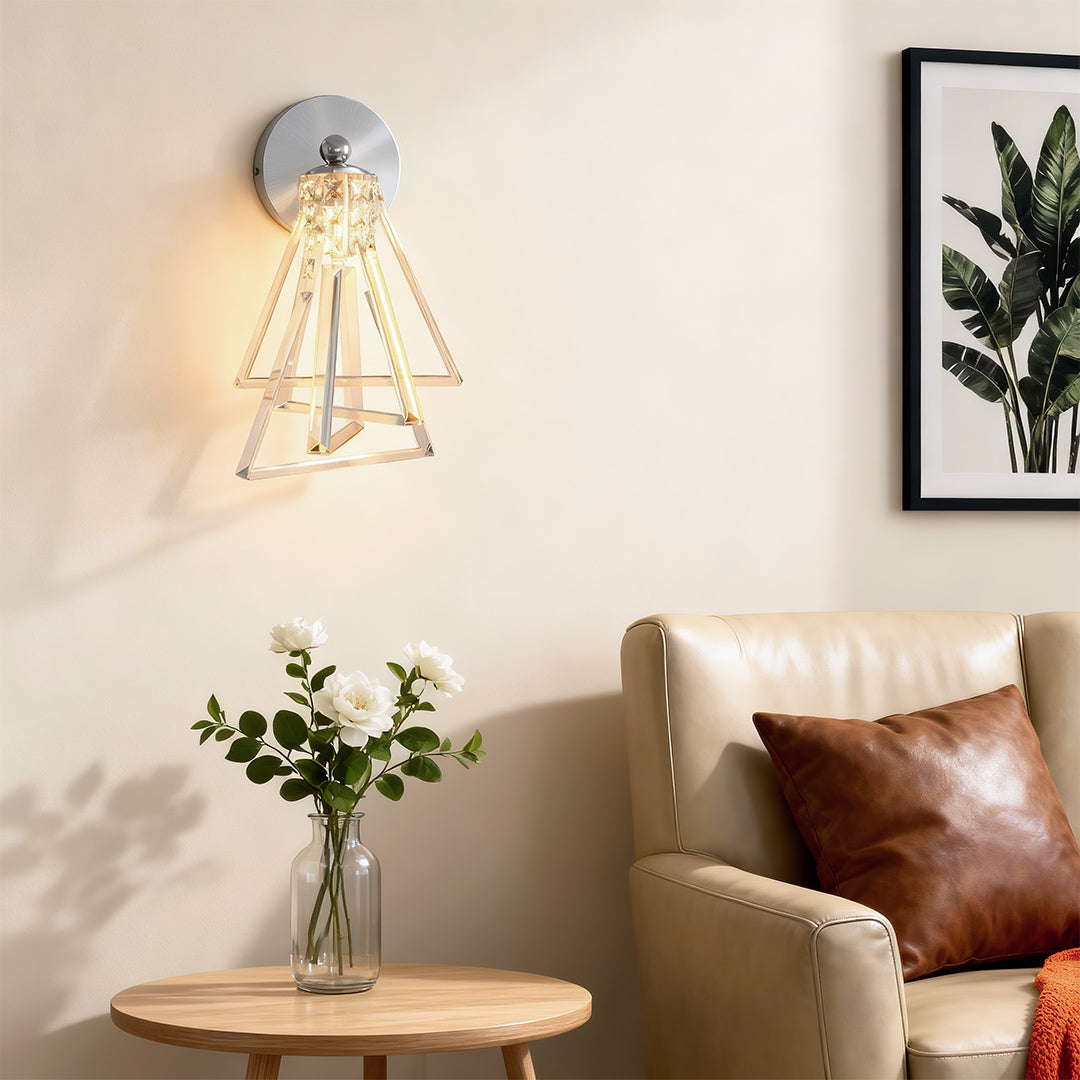 Helios Prism Glass Wall Lamp – Geometric Crystal Interior Wall Lighting Fixture