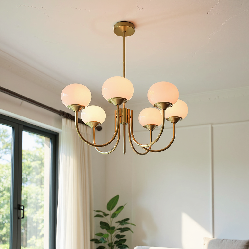 Blush Halo Chandelier Light – Glass Dome Ceiling Chandelier Lighting Fixture