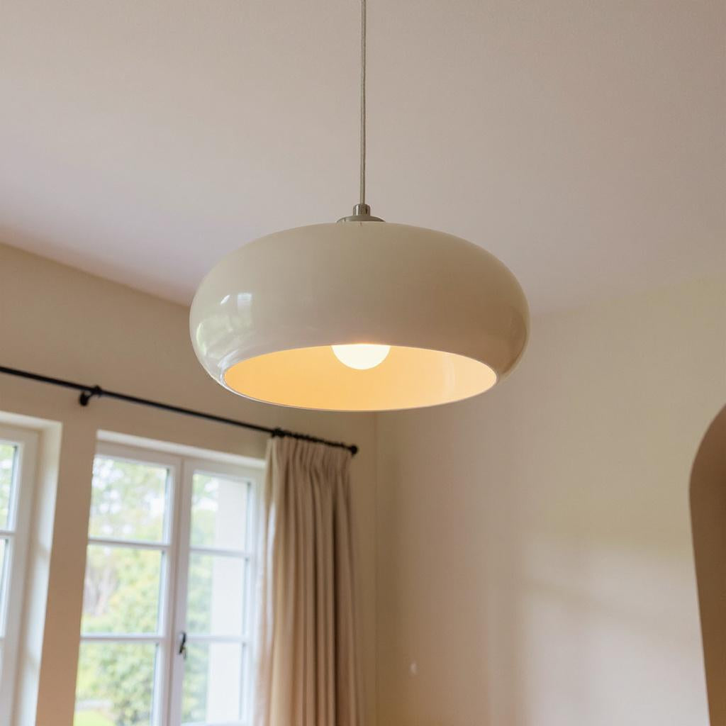 Retro Glass Dome Pendant Light – Mid-Century Modern LED Ceiling Fixture for Dining and Living Spaces