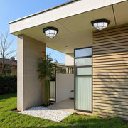 OctaFrame Frosted Glass Flush Mount Light – Waterproof LED Outdoor Porch Ceiling Fixture