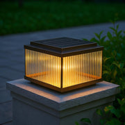 Fluted Glass Solar Post Cap Lights – Waterproof LED Outdoor Pillar Lamps